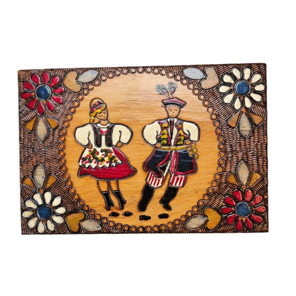 Vintage Floral Wooden Jewelry Trinket Cigar Box Soviet Russia Theme